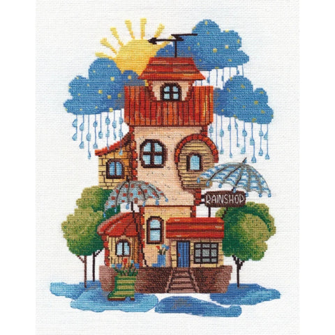 City Rain Scene Cross Stitch Kit
