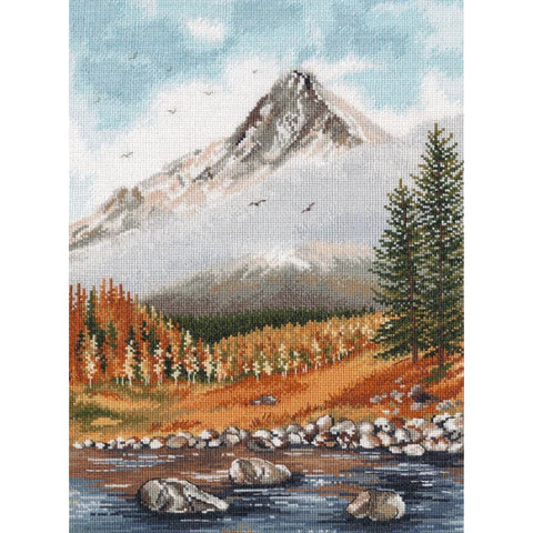 Oven Cross Stitch Embroidery Kit, Autumn Mountain Landscape