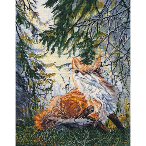 Cross Stitch Kit “In the Sunlight” with Canvas, Cotton Floss, Needle, Chart and Instructions, Warm Multicolor Design by Oven