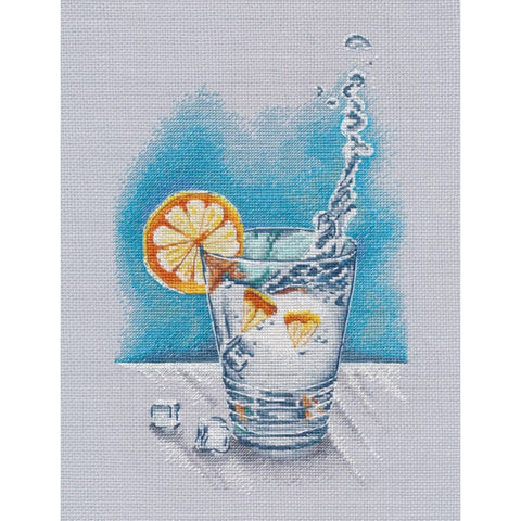 Orange Cross Stitch Kit, Citrus Fruit Design with Aida Fabric and Cotton Threads, Oven Embroidery Set for Beginners and Advanced Stitchers