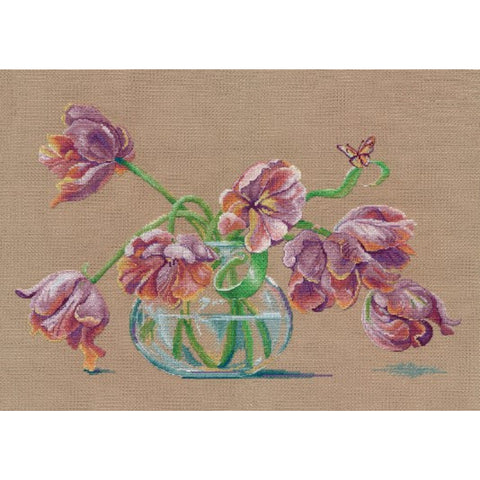 Cross Stitch Embroidery Kit with Aida Fabric, Mouliné Threads, Needle and Pattern – Akimirka Motif by Oven