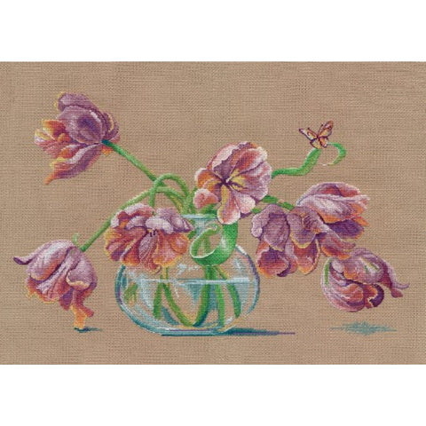 Cross Stitch Embroidery Kit with Aida Fabric, Mouliné Threads, Needle and Pattern – Akimirka Motif by Oven