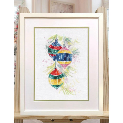 Christmas Cross Stitch Kit with Christmas Ornament Motif, Aida Fabric, Cotton Threads, Needle, Chart and Instructions by Oven