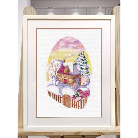 Winter Cross Stitch Embroidery Kit with Canvas, Needle, Chart and Colored Threads by Oven, DIY Craft and Home Decor Set