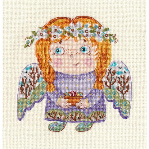 Spring Angel Cross Stitch Kit, Soft Colors, Beginner-Friendly Embroidery Set for Home Decor, Oven