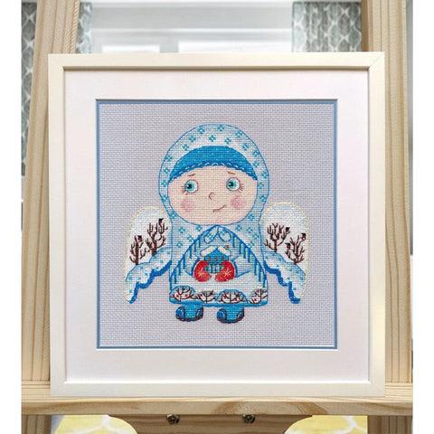 Winter Angel Cross Stitch Kit with Canvas, Threads, Needle, Pattern and Instructions, Oven DIY Home Decor Craft Set