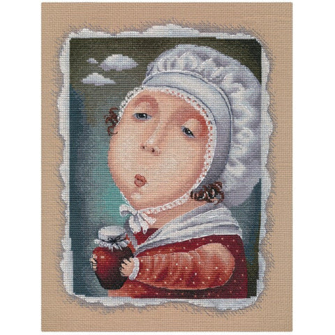Cross Stitch Kit with Kitchen Still Life Motif, Multicolor Embroidery Set with Fabric, Threads, Needle and Instructions by Oven