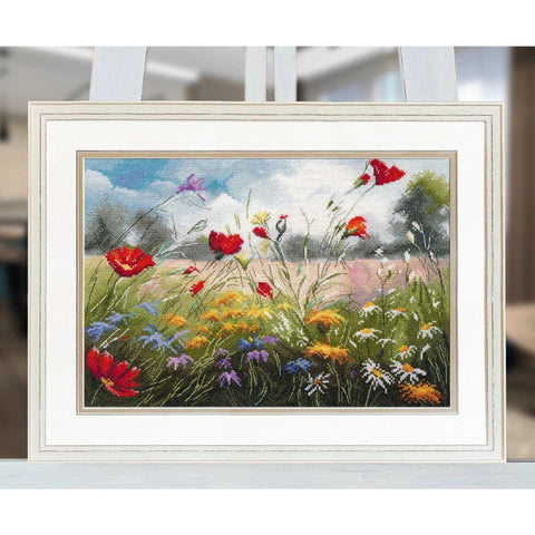 Cross Stitch Embroidery Kit with Aida Fabric, Cotton Threads, Needle and Chart, Romantic Summer Theme, Multicolor, Oven