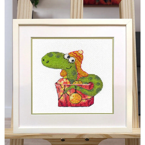 Snake Cross Stitch Embroidery Kit with Aida Fabric, Cotton Threads, Needle, Color Chart and Instructions by Oven