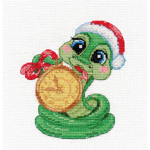 Snake Cross Stitch Embroidery Kit with Aida Fabric, Cotton Threads, Needle and Pattern by Oven, Beginner-Friendly Craft Project