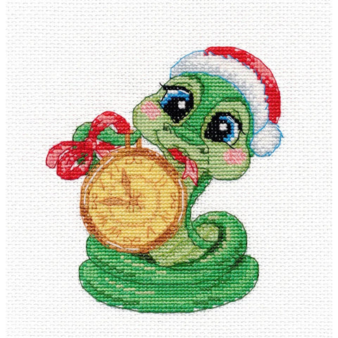 Snake Cross Stitch Embroidery Kit with Aida Fabric, Cotton Threads, Needle and Pattern by Oven, Beginner-Friendly Craft Project