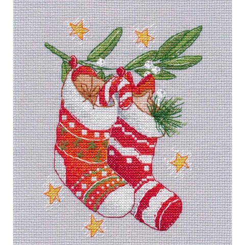 Christmas Stocking Counted Cross Stitch Kit, 12×16 cm, Aida Fabric, Cotton Threads, Oven, Holiday Decor