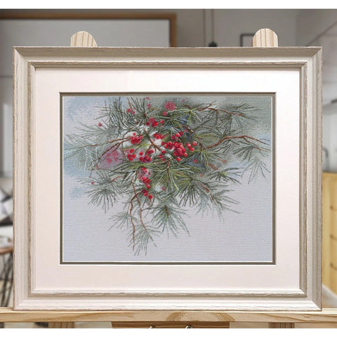 Winter and New Year Counted Cross Stitch Kit, 35 × 28 cm, Canvas, Threads, Needle, Pattern and Instructions by Oven