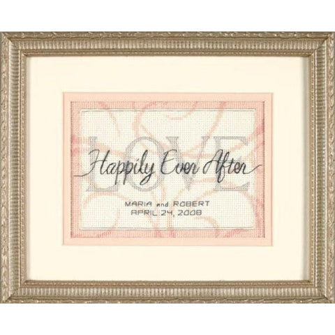 Wedding Cross Stitch Kit for Personalized Names and Date, Dimensions, White Aida Fabric, Cotton Threads, Wedding Keepsake Pattern