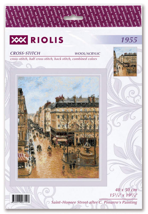 Saint-Honoré Street after C. Pissarro's Painting. Cross Stitch kit by RIOLIS Ref. no.: 1955