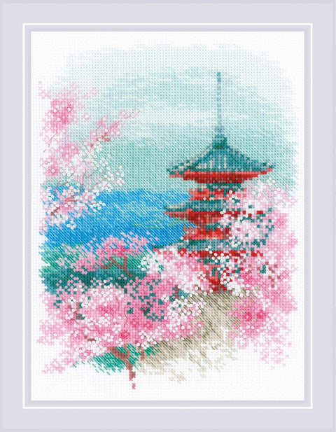 Sakura. Pagoda cross stitch kit by RIOLIS Ref. no.: 1743