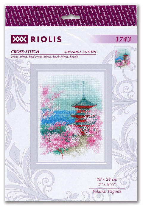 Sakura. Pagoda cross stitch kit by RIOLIS Ref. no.: 1743