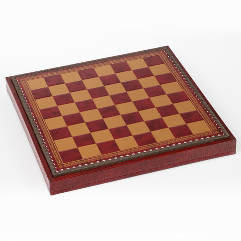 SAMURAI: Handpainted Chess Set with Leatherette Chessboard + Box + CHECKER SET