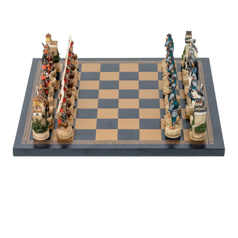 SAMURAI: Handpainted Chess Set with Leatherlike Chess Board