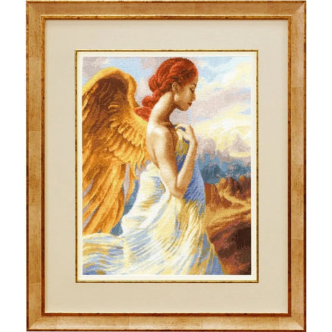 Angel Cross Stitch Kit, Aida 16 White Canvas, 38 x 30 cm, 44 Colors, Zolotoe Runo, Yessenova Indira Design