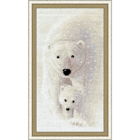 Winter Cross Stitch Embroidery Kit, Aida 16 White Fabric, 31 × 16.7 cm, 8 Colors, Zolotoe Runo