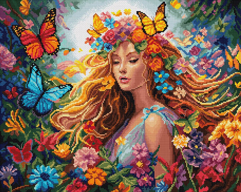 Summer Seasons Cross Stitch Kit, 37 x 30 cm LetiStitch Embroidery Kit with Zweigart Aida 16ct and Cotton Threads