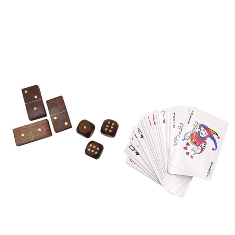 Set of 3 traditional games – Dice + Dominoes + Cards – G365