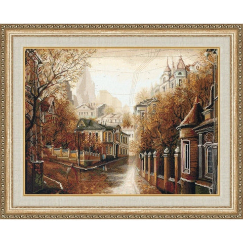 Autumn Landscape Cross Stitch Kit, Colorful Embroidery Set by Zolotoe Runo with Canvas, Threads, Needle and Pattern Instructions