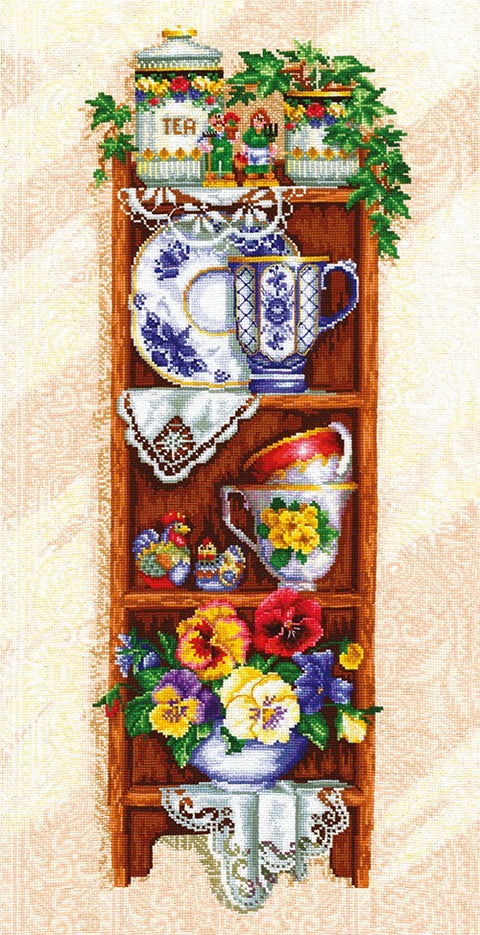 Shelf With Cups SANP-34 - Cross Stitch Kit by Andriana