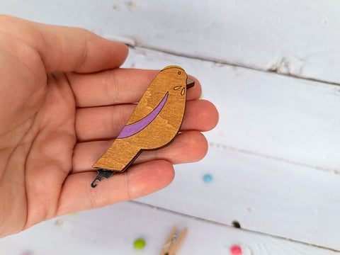 Purple Bird-Shaped Needle Threader for Sewing, 3 mm Plywood, 4 × 5.5 cm, Kind Fox by Wizardi