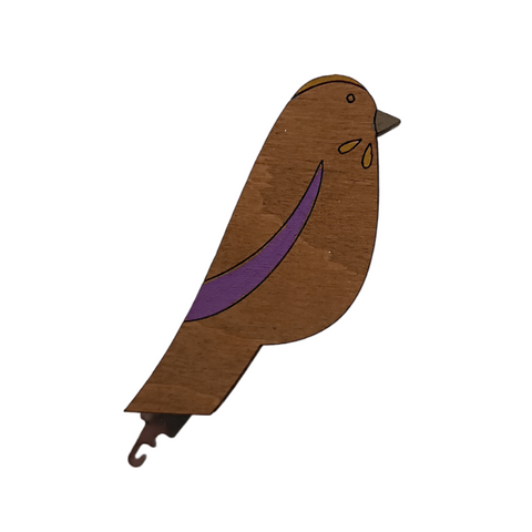 Purple Bird-Shaped Needle Threader for Sewing, 3 mm Plywood, 4 × 5.5 cm, Kind Fox by Wizardi