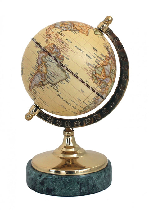 Modern World Globe with Marble Base, 17 cm Desktop Decor, Italian Made