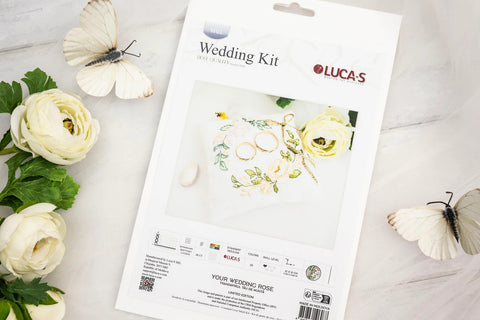Luca-S Your Wedding Rose Cross Stitch Kit 10x10cm, Zweigart 28ct Lugana, 20 Colors