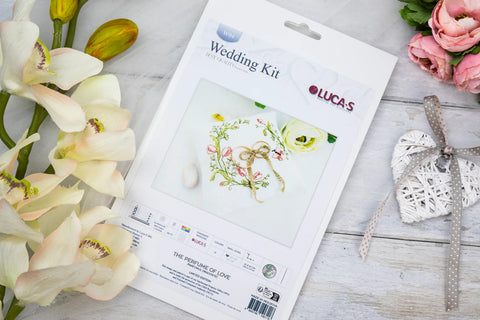 Luca-S Wedding Cross Stitch Kit “Love Scent” 10x10cm, 28ct Lugana, 12 Colors