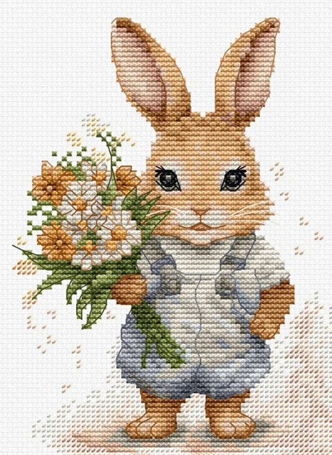 Luca-S The Bunny’s Surprise Counted Cross Stitch Kit 10x14cm Aida Fabric