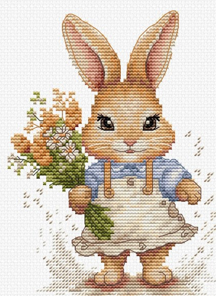 Luca-S Bunny Counted Cross Stitch Kit 10x14cm Aida Thread Needle