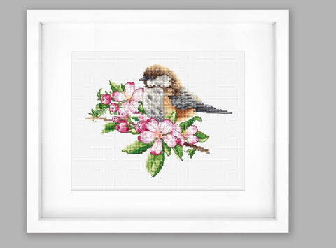 Luca-S Titmouse on Branch Decorative Bird Figurine Home Decor Gift