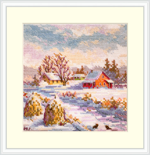 Merejka Winter Cross Stitch Embroidery Kit, 11.5 × 11.5 cm Finished Design, Small Home Decor Project
