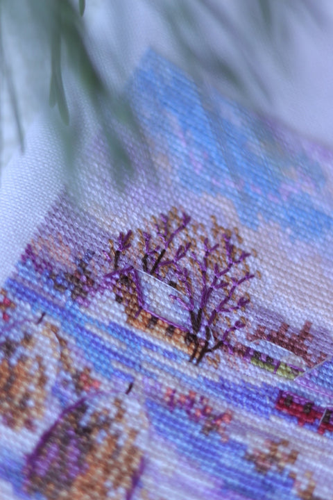 Winter Cross Stitch Kit, Beginner-Friendly Embroidery Set, 11.5 × 11.5 cm Finished Size, Merejka Wall Decor Project