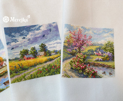 Cross Stitch Kit with Summer Motif, Merejka, 11.5 × 11.5 cm Finished Design, Beginner-Friendly Embroidery Project