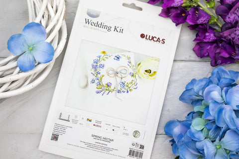 Luca-S Wedding Cross Stitch Kit “Spring Nectar” 11x10cm on Zweigart Lugana 28ct
