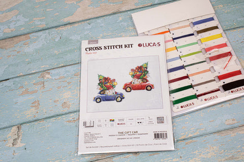 Luca-S Counted Cross Stitch Kit Toy Car with Gift, Aida Fabric & Threads