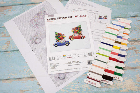 Luca-S Counted Cross Stitch Kit Toy Car with Gift, Aida Fabric & Threads