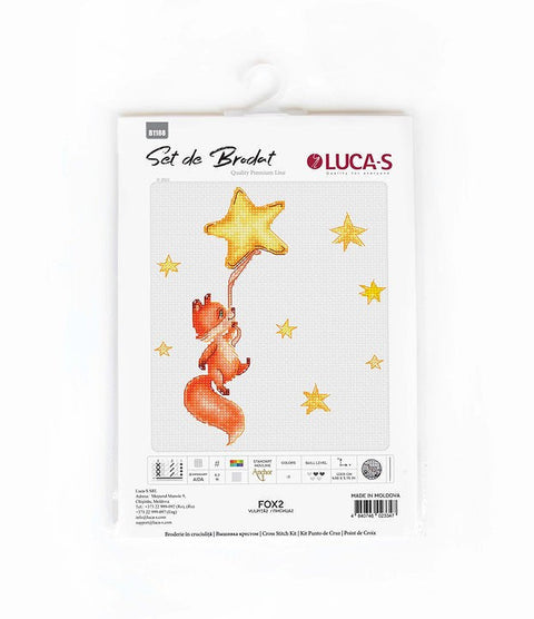 Luca-S Fox Cross Stitch Kit Complete Set with Fabric, Floss, Needle, Chart