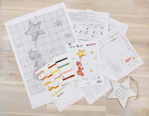 Luca-S Fox Cross Stitch Kit Complete Set with Fabric, Floss, Needle, Chart