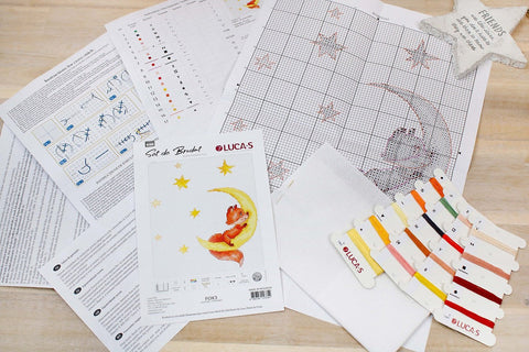 Luca-S Fox Cross Stitch Kit Complete Set with Aida Fabric Threads Needle Pattern