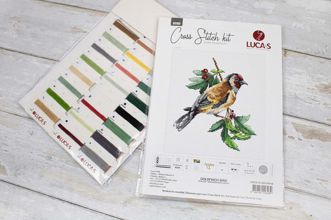 Luca-S Goldfinch Bird Cross Stitch Embroidery Kit with Threads Needle Pattern