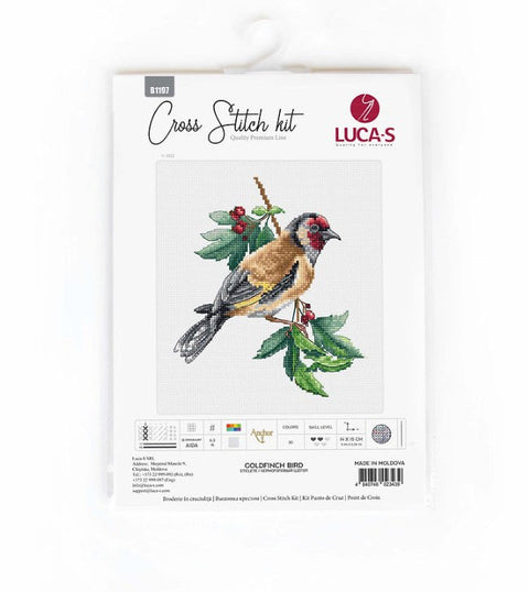Luca-S Goldfinch Bird Cross Stitch Embroidery Kit with Threads Needle Pattern