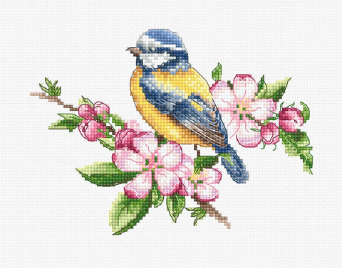 Blue Tit Bird Wall Art Picture, Realistic Nature Home Decor, Luca-S