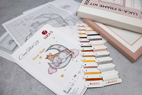 Luca-S Counted Cross Stitch Kit with Matching Frame, Compact Easy Gift Set